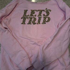 Unisex Sturniolo Triplets Pink 'Let's Trip' Off the shoulder Sweatshirt